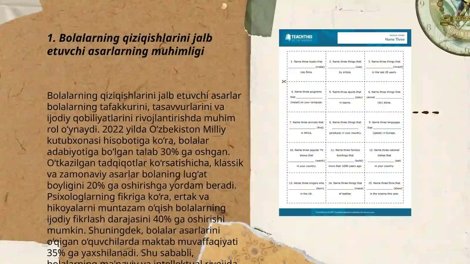 Badiiy asarlarni soʻzlovchi shaxsini oʻzgartirib gapirib berish 3