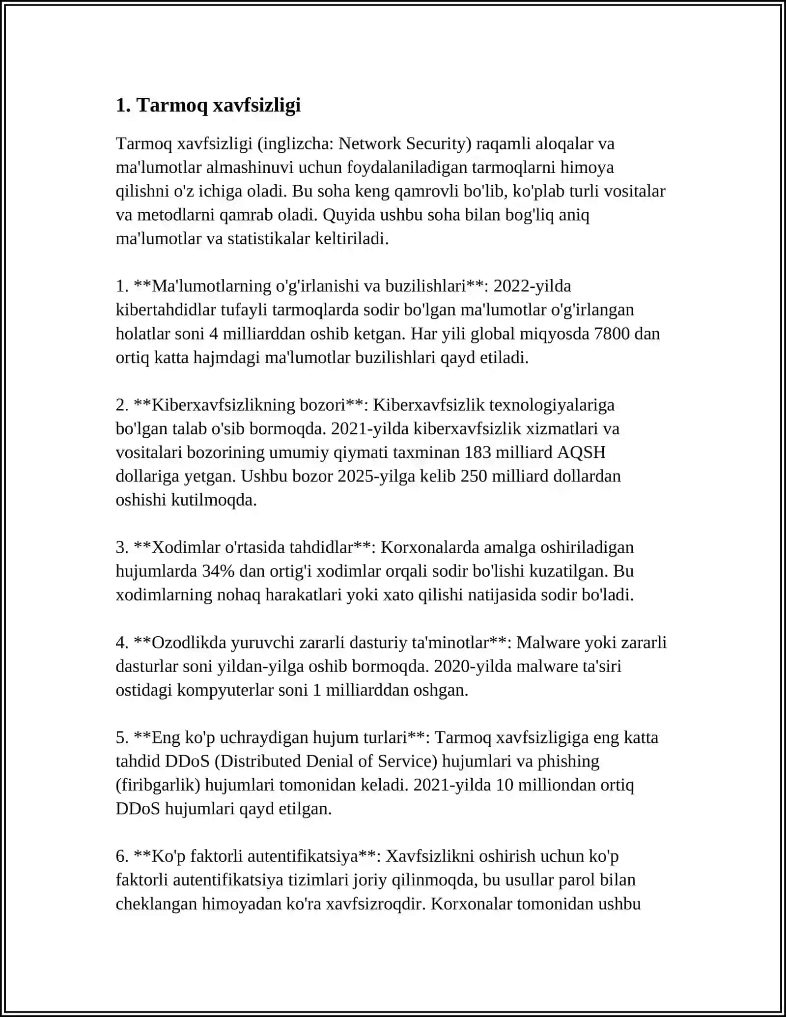 KOMPYUTER TARMOQLARIDAGI TAHDID, HUJUMLAR VA ULARDAGI ZAIFLIK 3