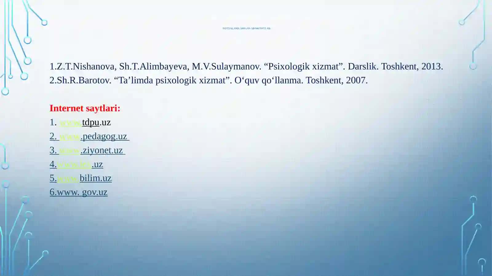 Amaliy psixologiya kasbiy faoliyat sifatida. Ta’limda psixologik xizmat. Ta’lim muassasalarida psixologik xizmatni shakllantirish tarixi 3