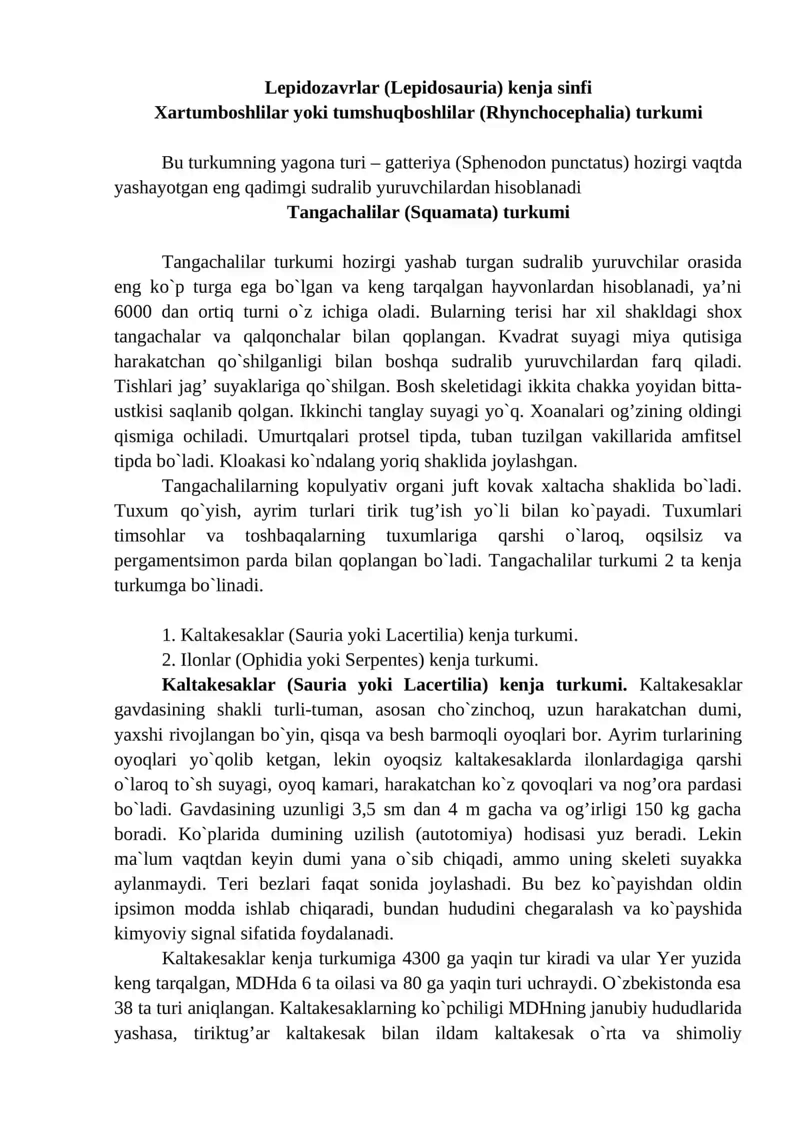 Suvda hamda quruqlikda yashovchilar va sudralib yuruvchilar sinflari 3