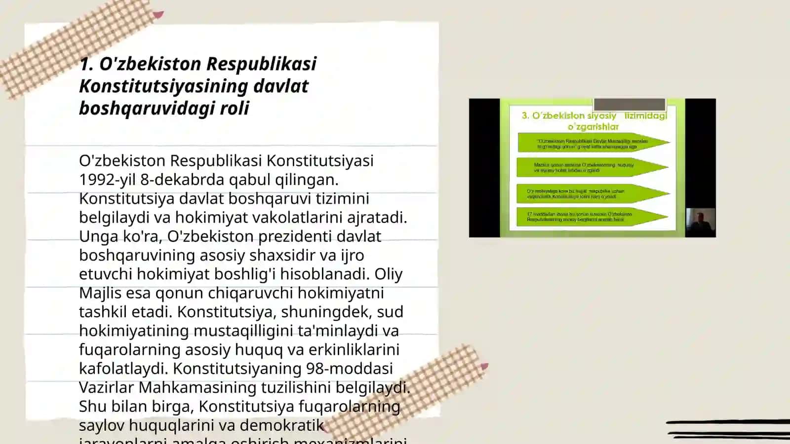 O'zbekiston Respublikasi Konstitutsiyasining davlat va jamiyat hayotida tutgan o'rni va ahamiyati 3