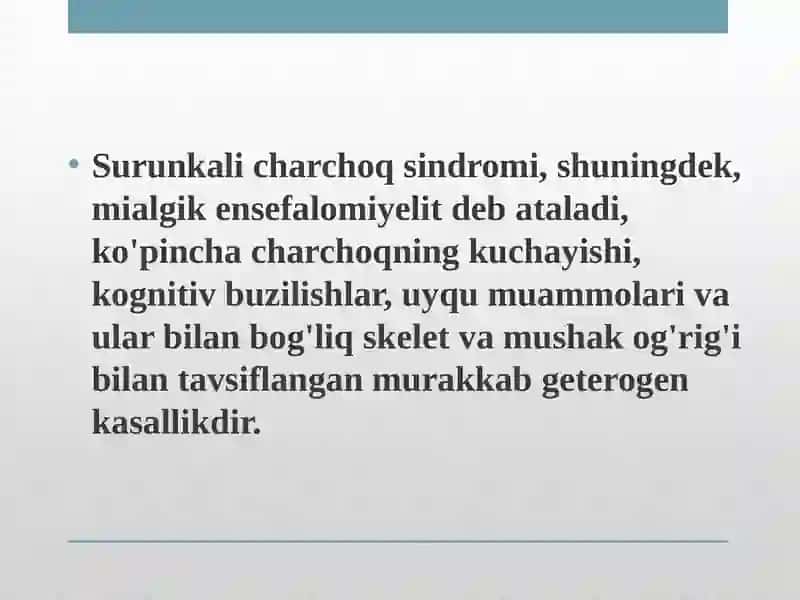Haddan tashqari shug‘ullanish. Surunkali charchoq sindromi 3