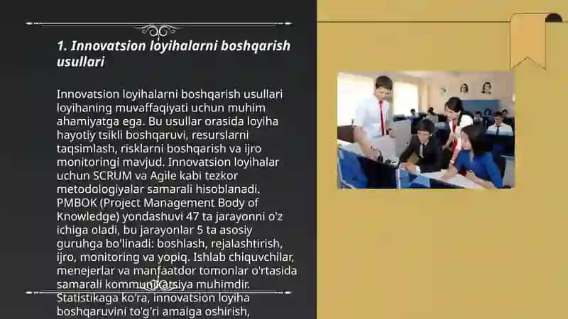 Innovatsion loyihalarni boshqarish usullari 3