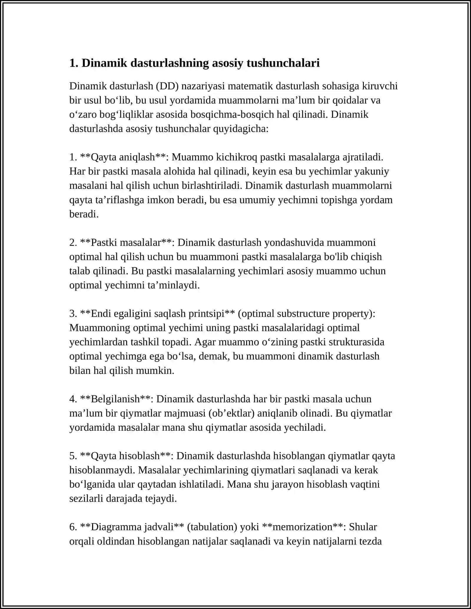 DINAMIK DASTURLASH. JIHOZLARNI ALMASHTIRISH VA TA'MIRLASH MODELI 3