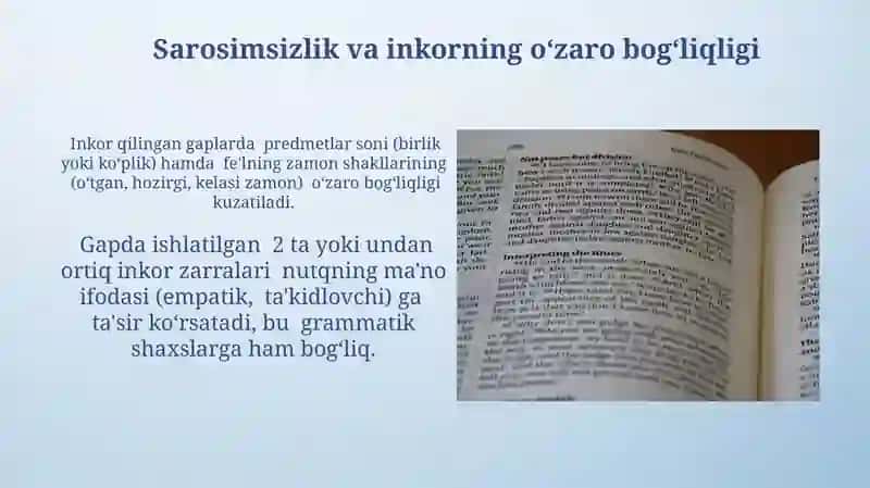 Gapda shaxs son va tasdiq inkor manolarining ifodalanishi 3