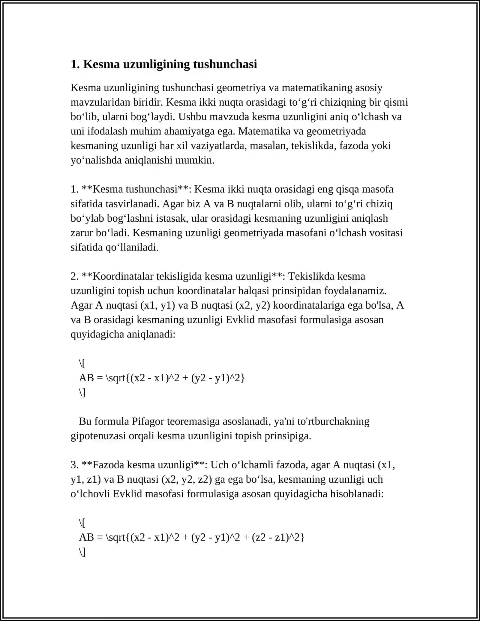 KESMA UZUNLIGI VA UNING ASOSIY XOSSALARI 3