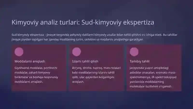 Kriminalistikada kimyoning o'rni 3