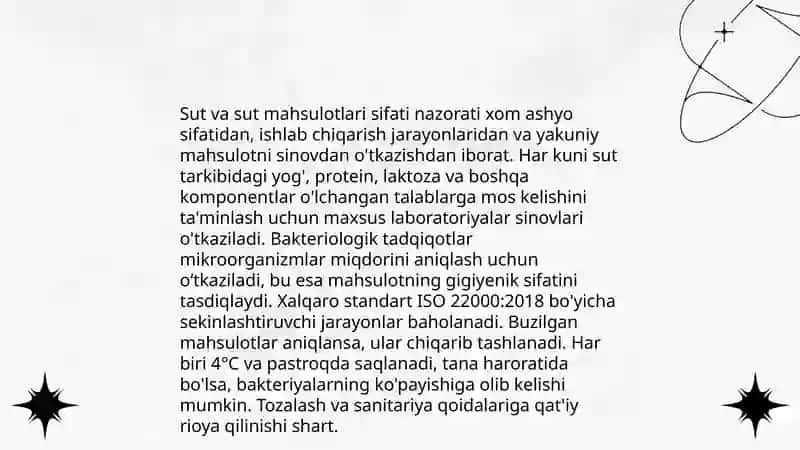 Sut va sut mahsulotlarining sifat ekspertizasi 3