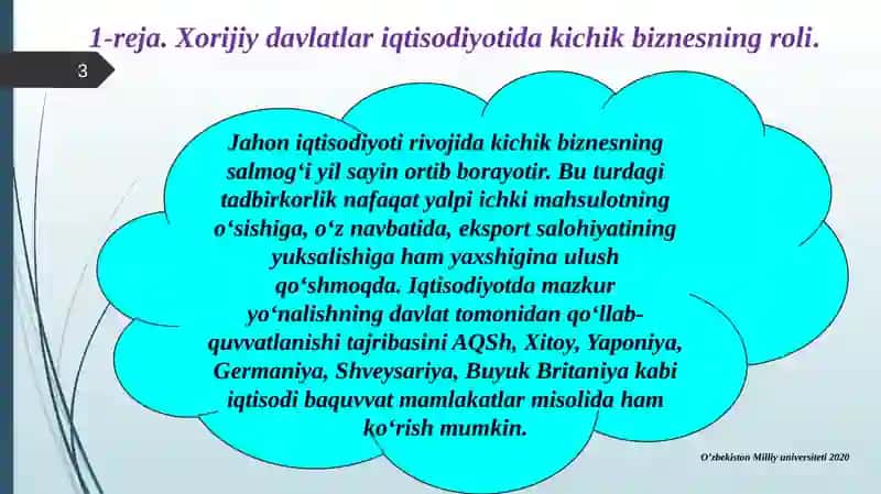 Biznes va tadbirkorlikni rivojlantirishning xorijiy mamlakatlar tajribasi 3
