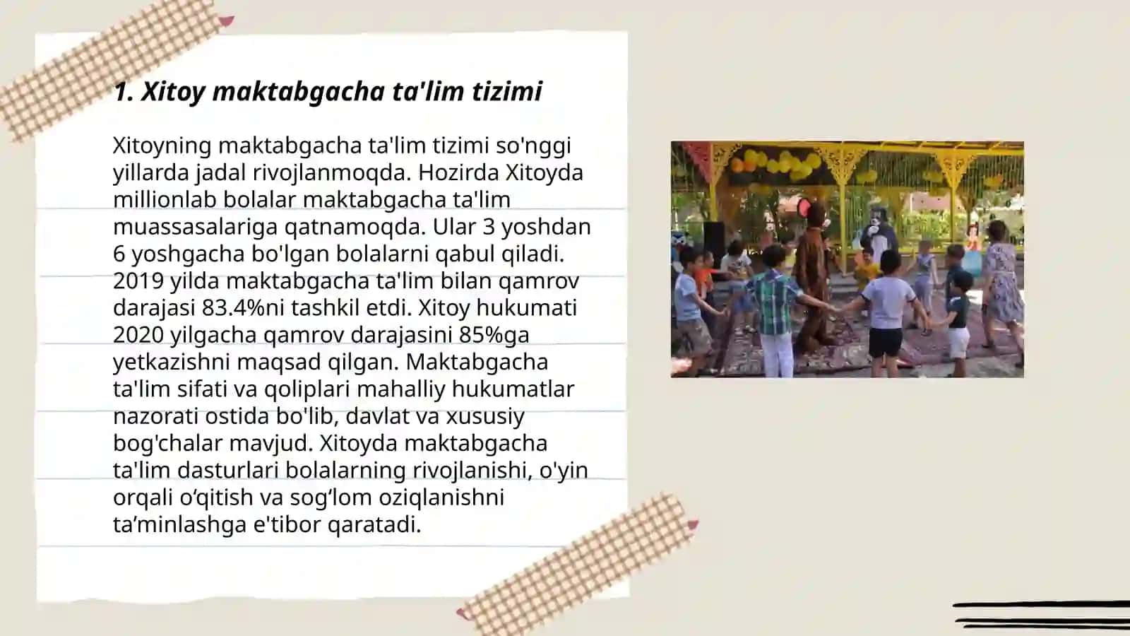 Maktabgacha ta'limda Xitoy tajribasi 3