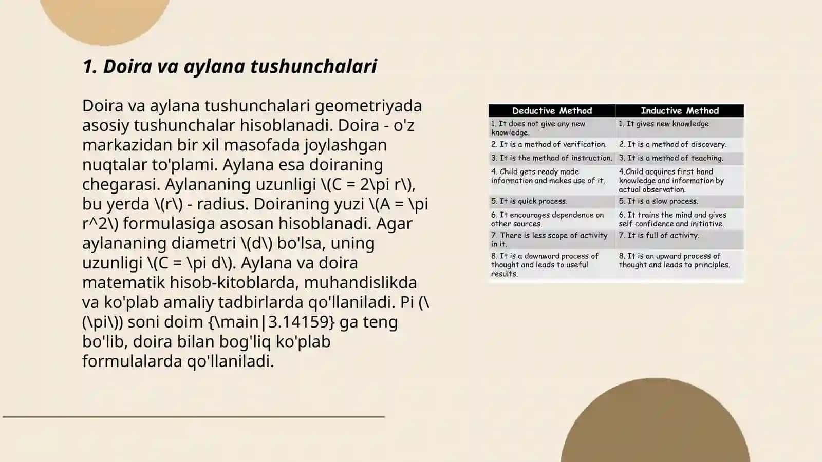 Aylana jismlarni o'qitish metodikasi 3