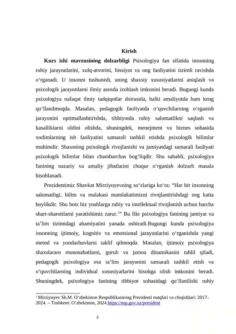 Psixologiya fan sifatida  kurs ishi          Psixologiya fan sifatida 3