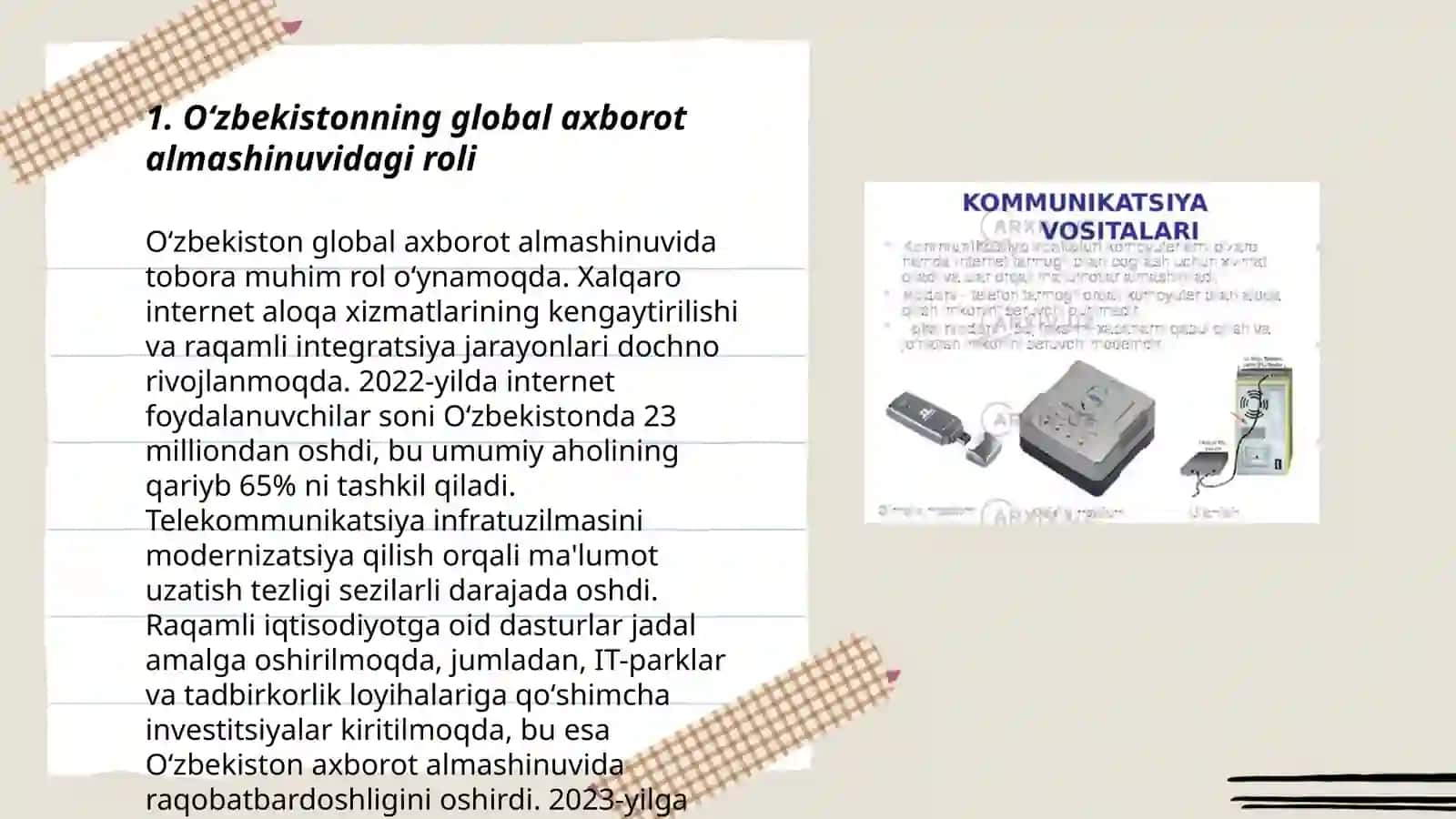 Oʻzbekiston Jaxon axborot makonidagi roli 3
