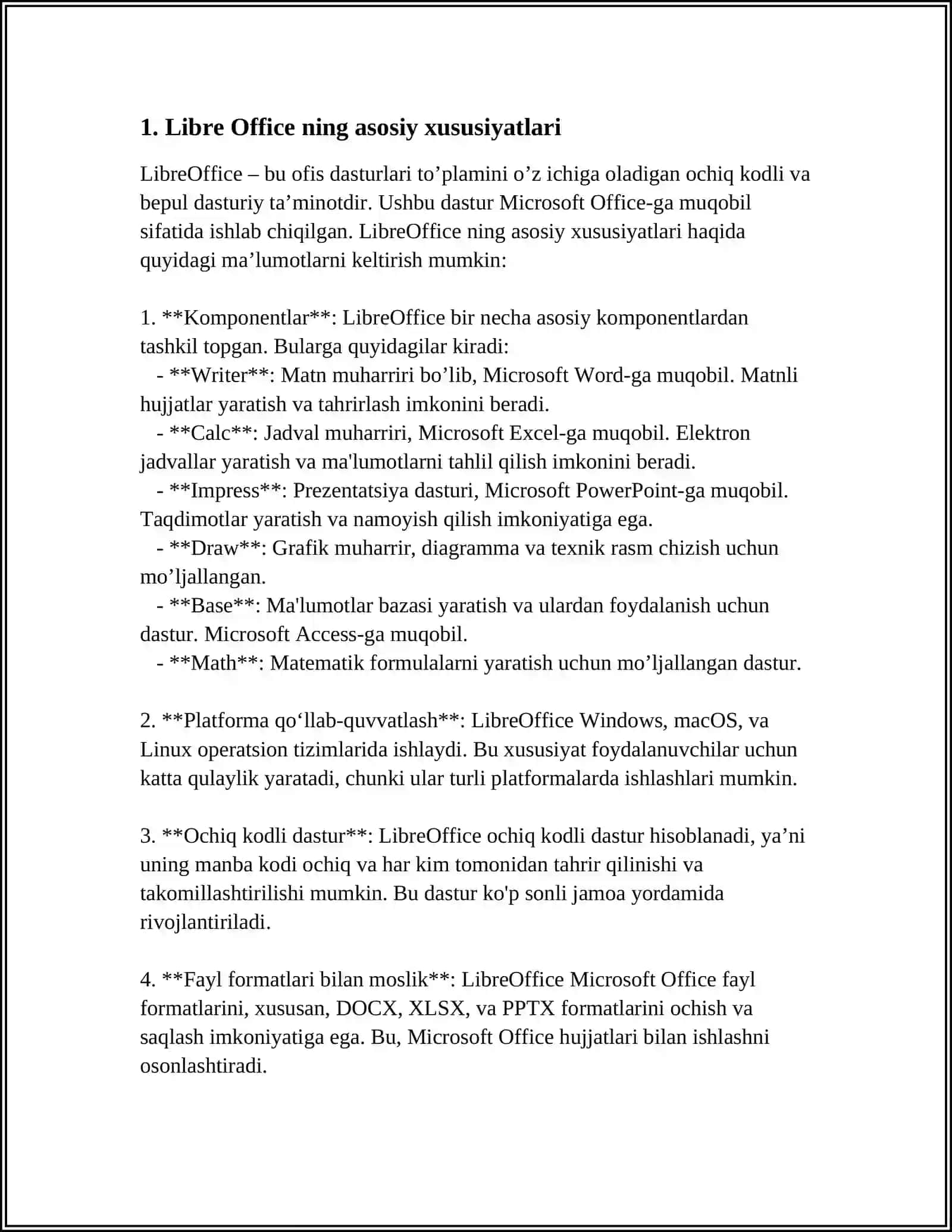 LIBRE OFFICE REDAKTORLARINING TAHLILI 3