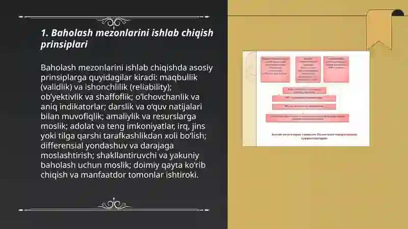 Baholash mezonlari va diagnostik vositalarni ishlab chiqish 3