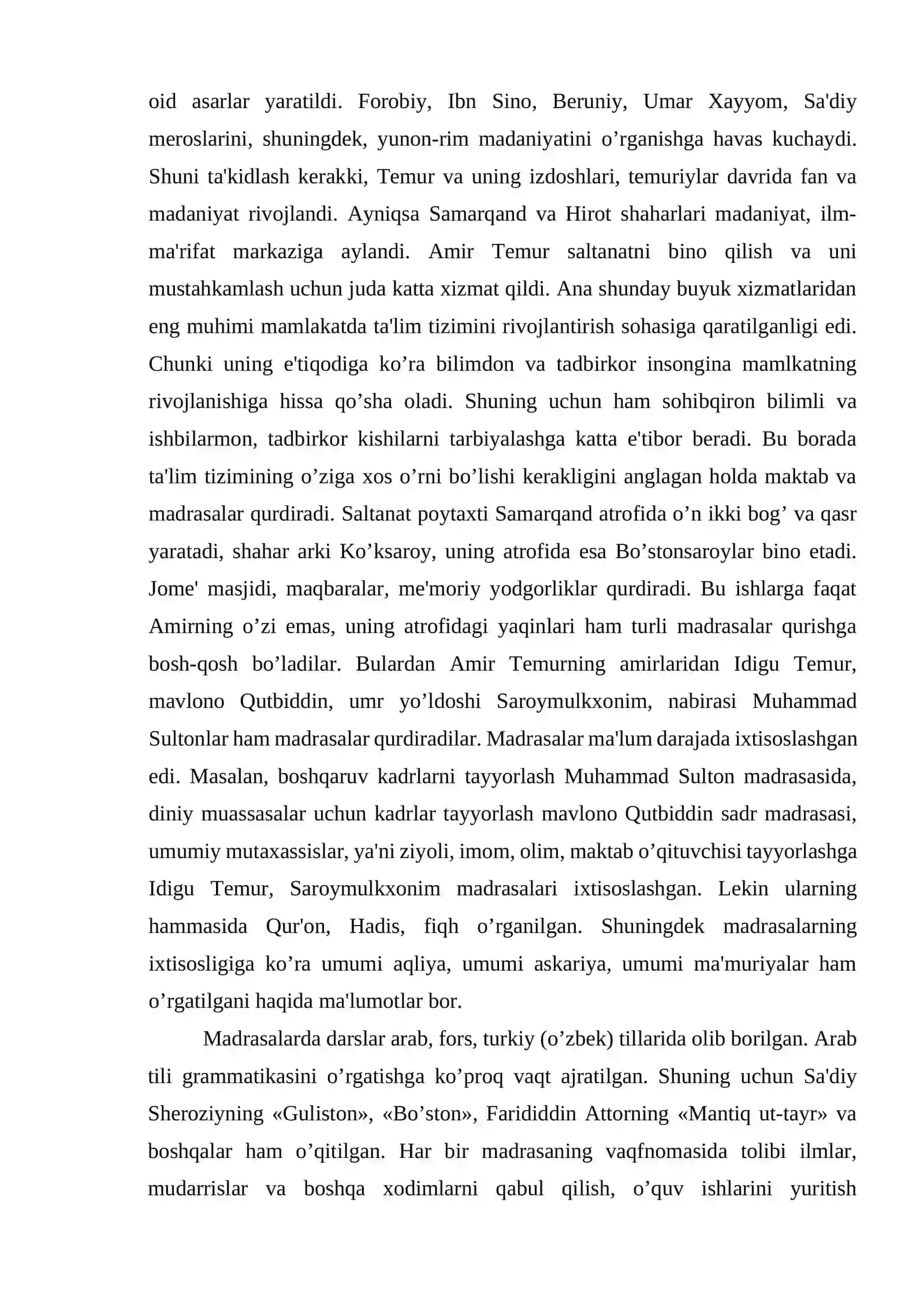 XIV asrning ikkinchi yarmi va XVI asrda Movarounnahrda boshlang’ich maktabda tarbiya 3