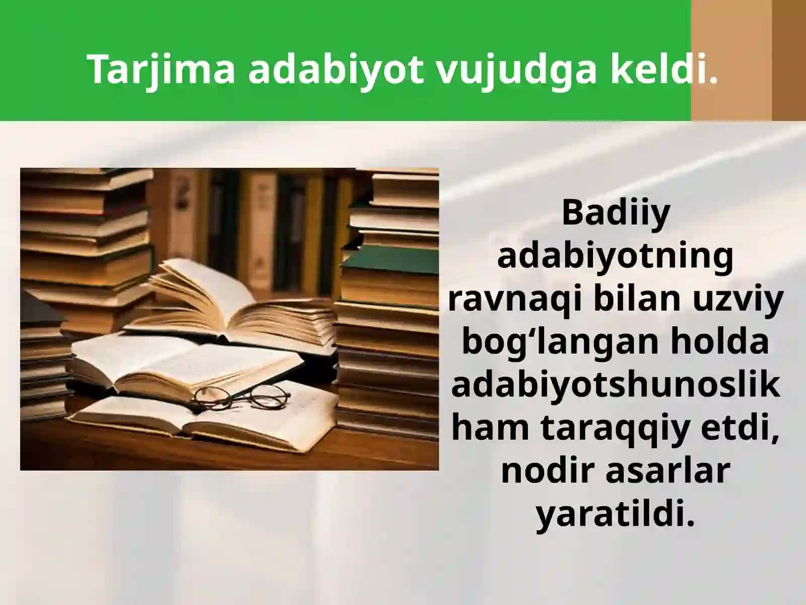 7-sinf O'zbekiston tarixi O'rta Osiyoda adabiyot dars taqdimoti 3