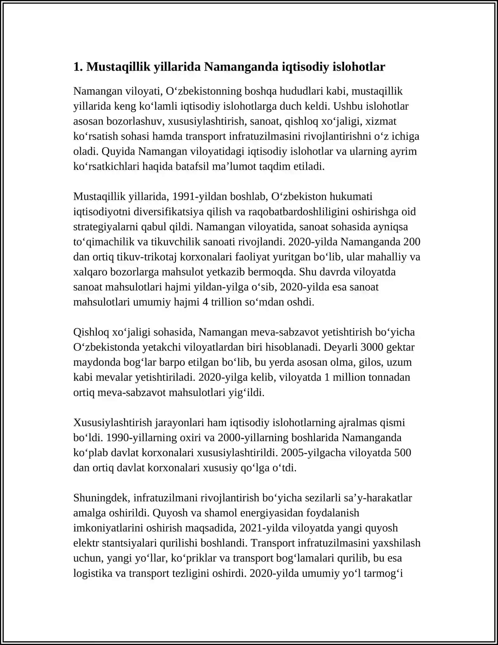 MUSTAQILLIK YILLARDA NAMANGAN ISLOHOTLARI 3
