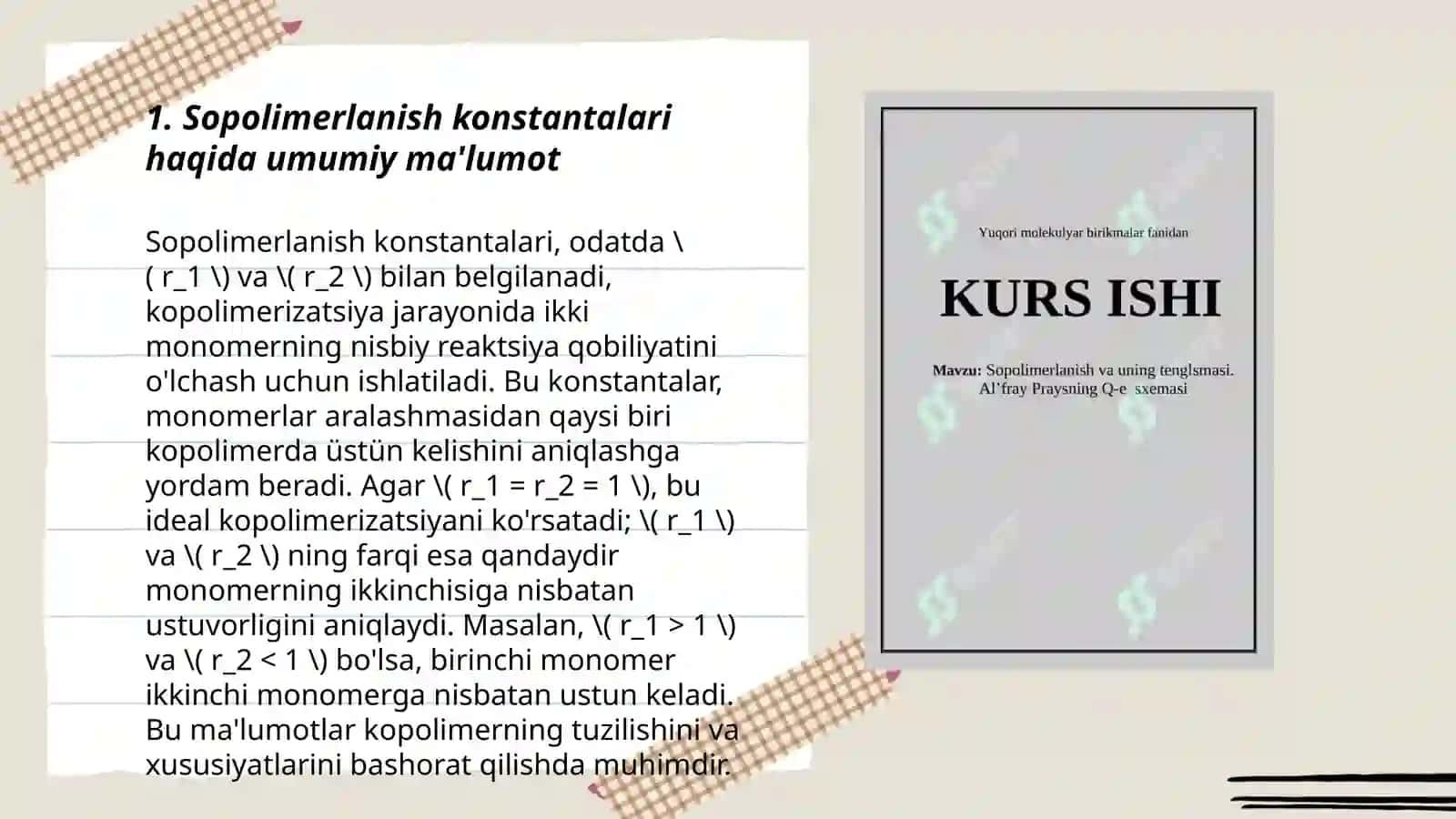 Sopolimerlanish konstantalarini aniqlash usullari 3