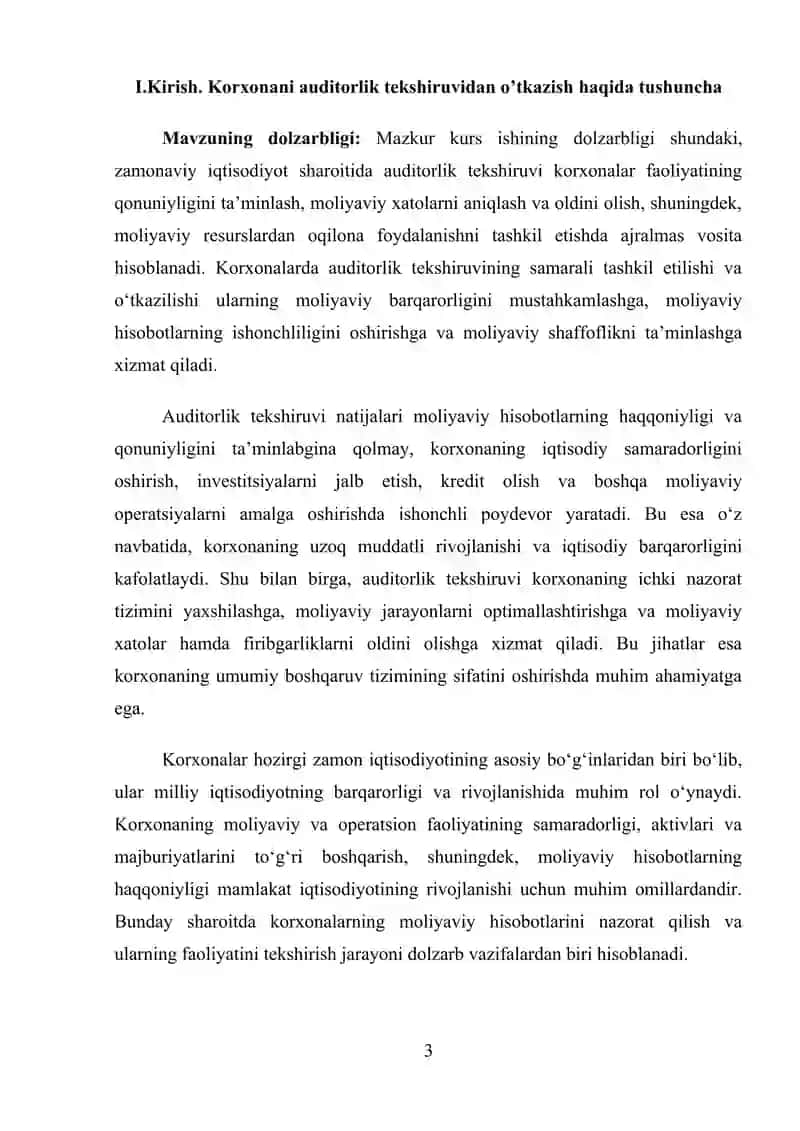 Korxonani auditorlik tekshiruvidan o’tkazish 3