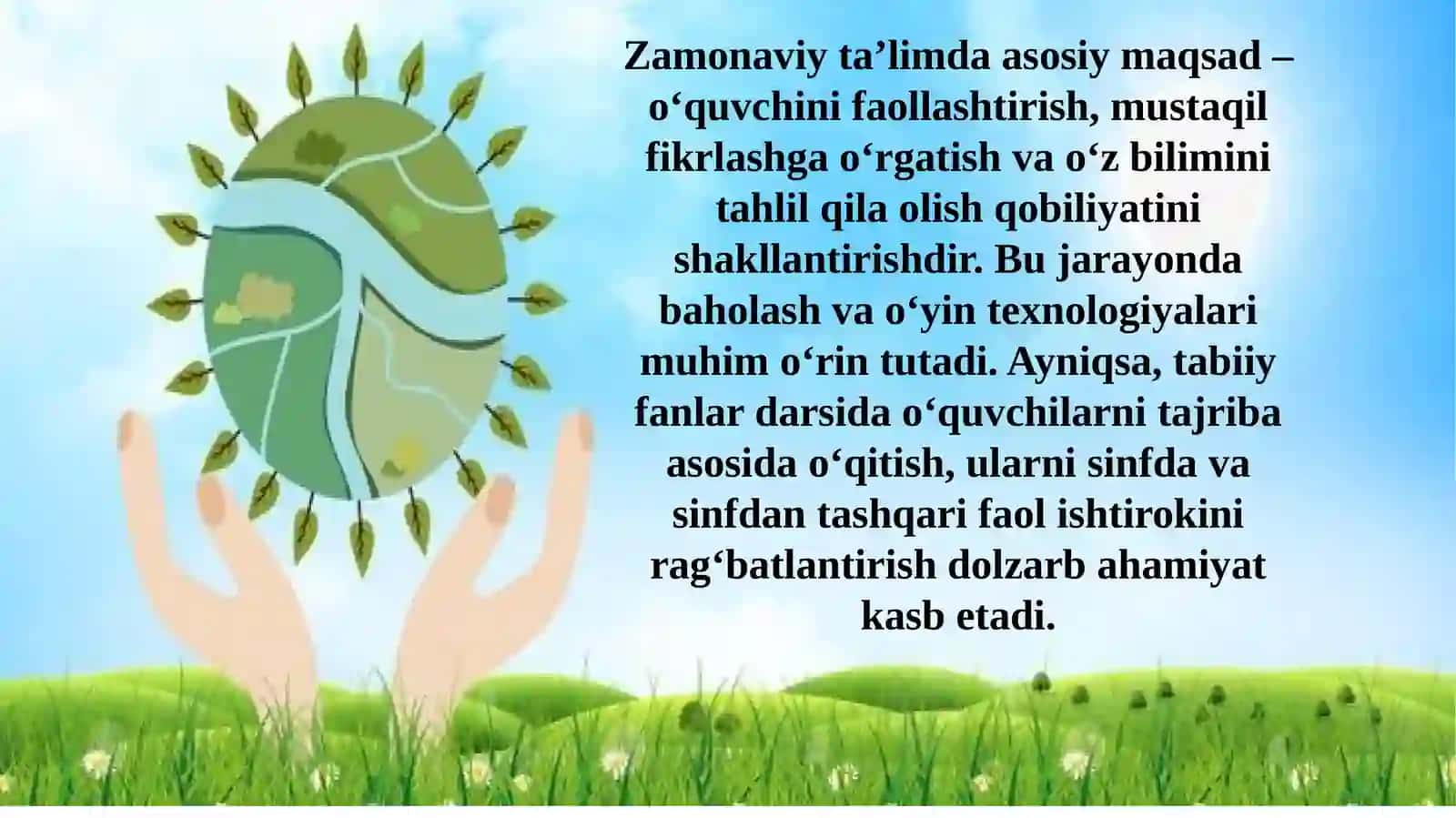 Boshlang'ich ta'lim tabiiy fanlar darslarida o'quvchilar bilimini nazorat va baholashning zamonaviy usullari. Sinf va sinfdan tashqari mashg'ulotlarda o'yinlarni qo'llash metodikasi 3