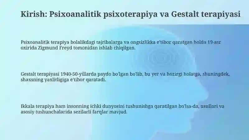 Psixoanalitik va Gestalt Terapiyasi: Asoslar va Taqqoslash 3