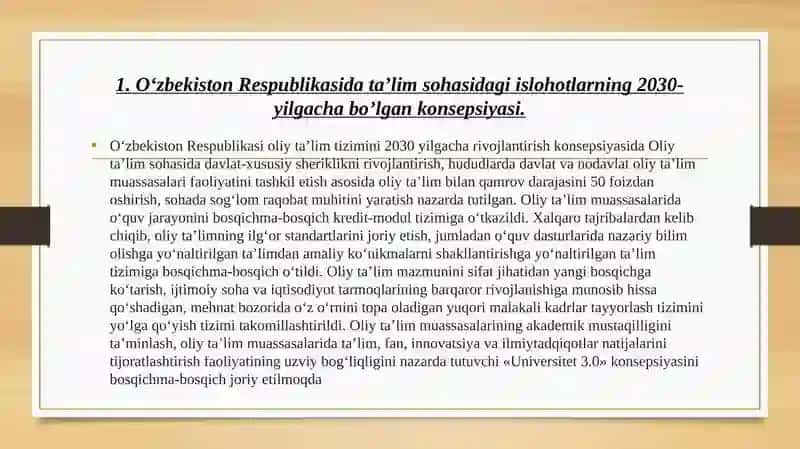 Oliy Ta'lim Tizimini Rivojlantirish Konsepsiyasi 2030-yilgacha 3