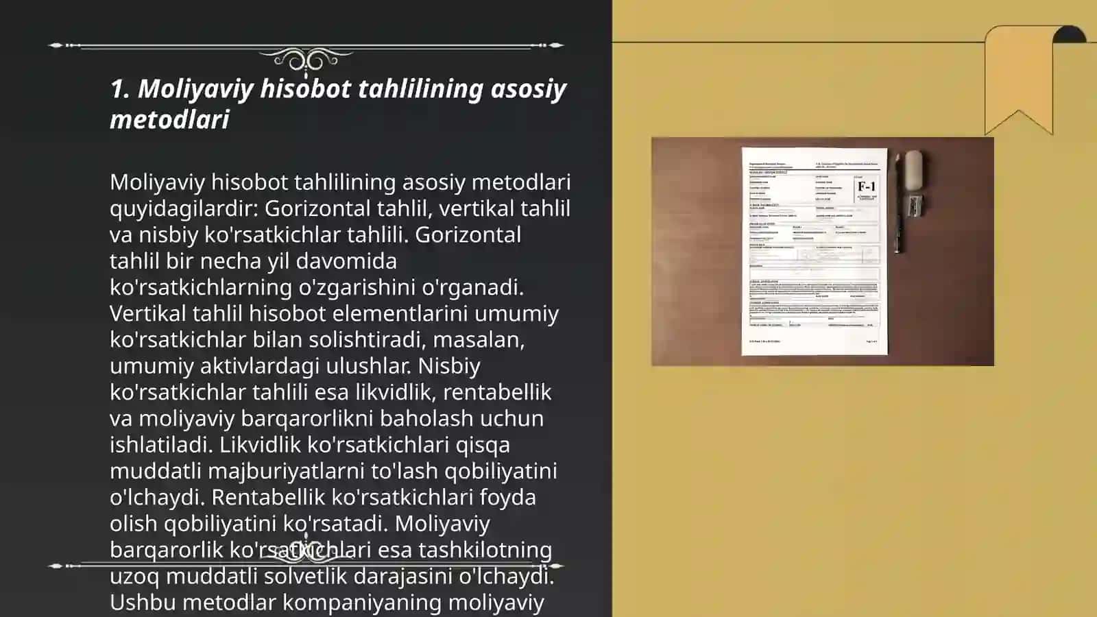 Moliyaviy hisobot tahlilining asosiy metodlari 3