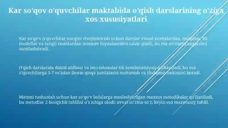 Kar oʻquvchilar maktabida oʻqish darslarining oziga hosligi 3