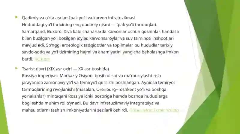 O'zbekistonda yo'l qurilishi tarixini tahlil qilish. 3