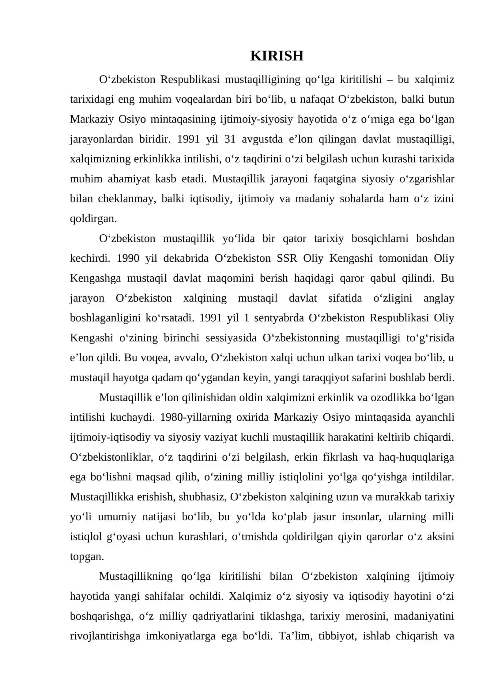 O‘ZBEKISTON RESPUBLIKASI MUSTAQILLIGINING QO‘LGA KIRITILISHI 11- SINF 3