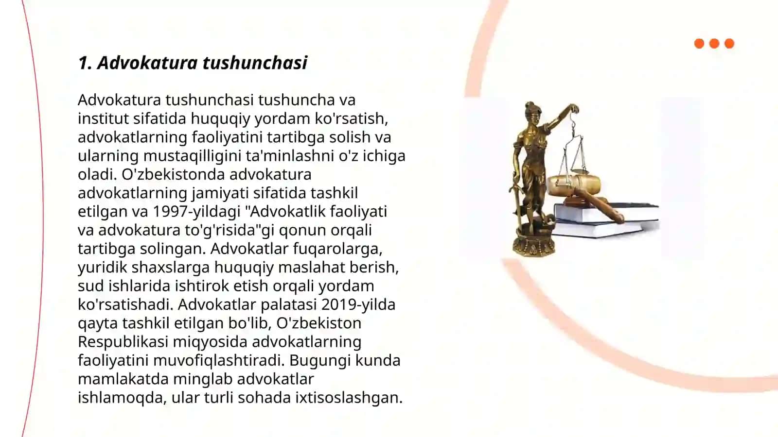 Advokatura fani tushunchasi, predmeti va vazifalari 3