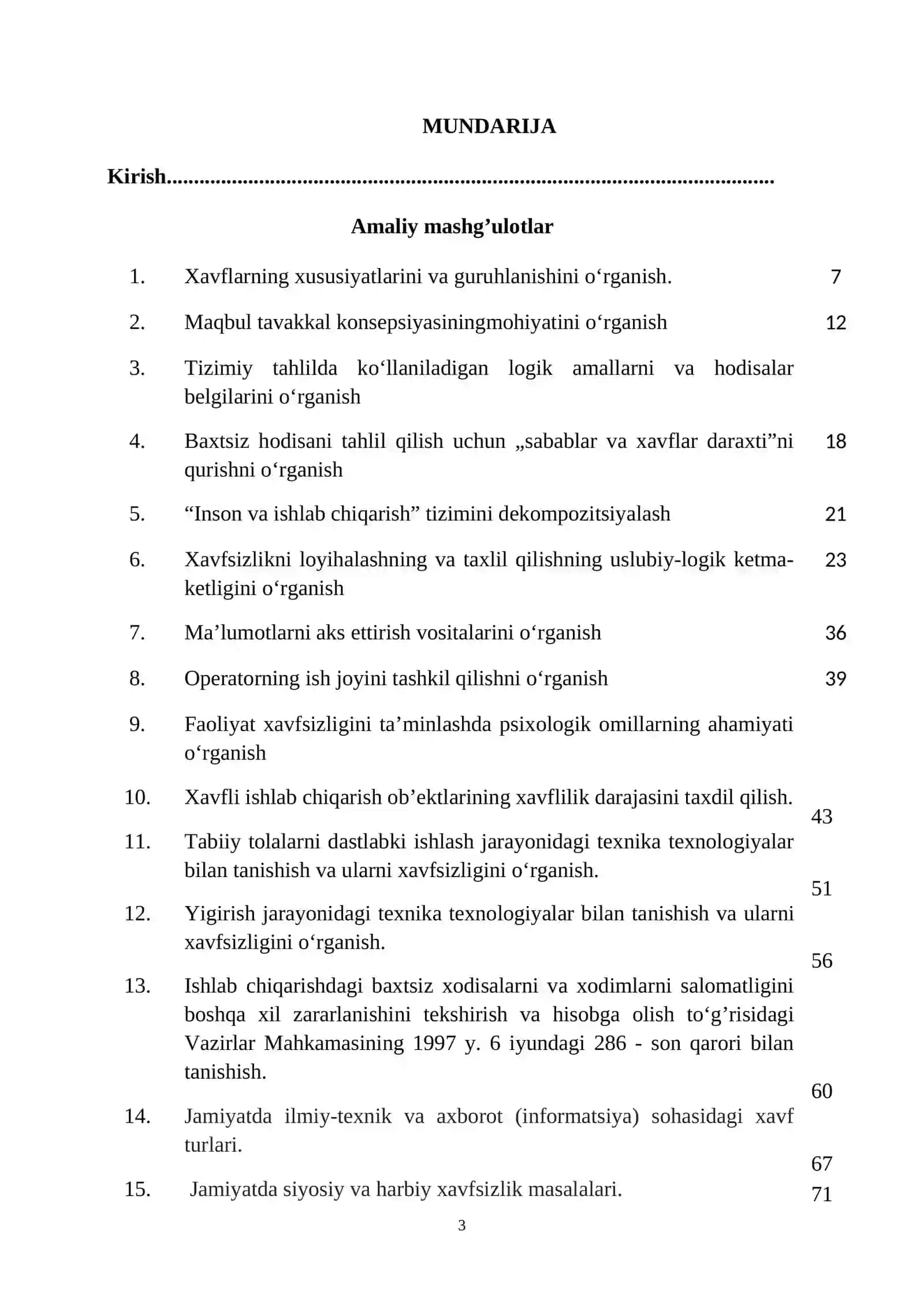 Hayot faoliyati xavfsizligi 3