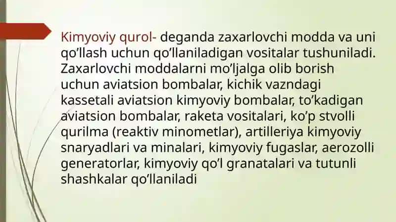 Kimyoviy qurollar va uniqo'llash usullari 3