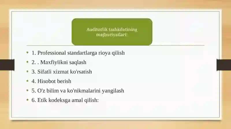 Auditorlik tashkilotining huquqlari va majburiyatlari 3