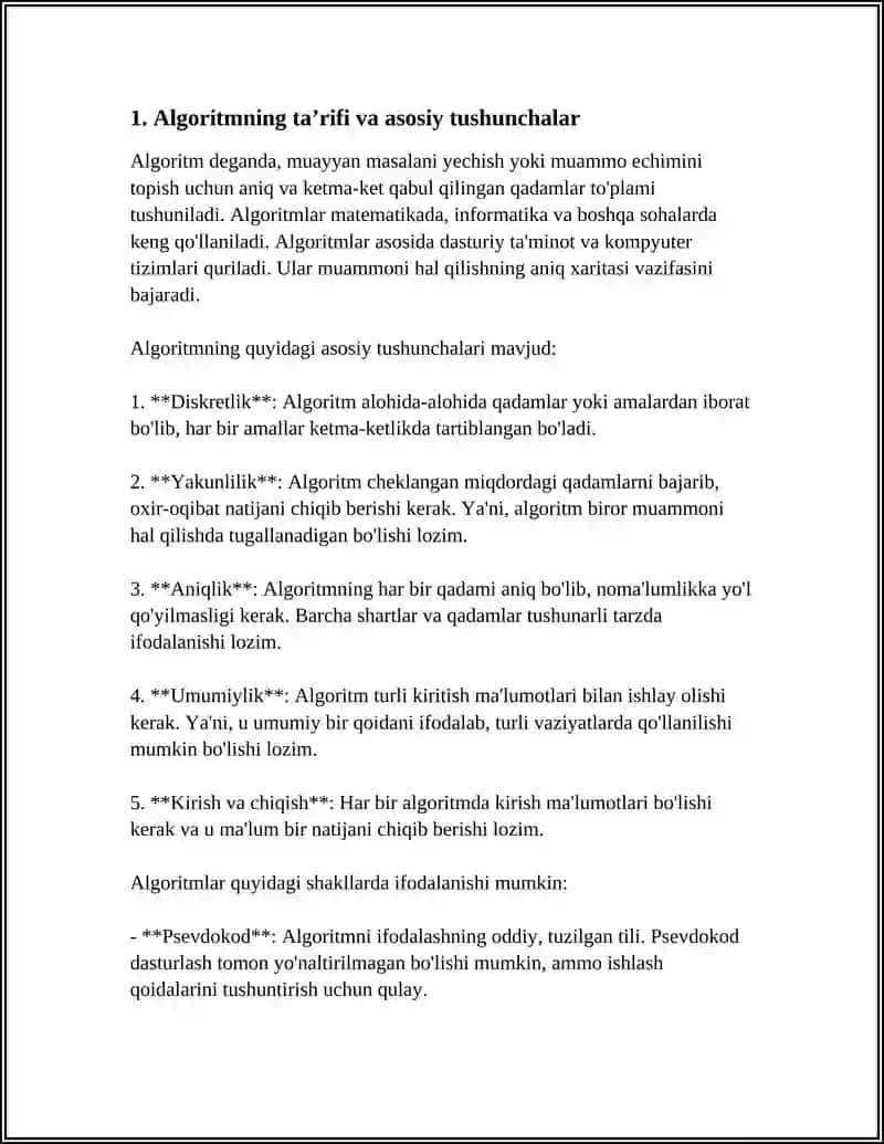 ALGORITM VA UNING TURLARI 3