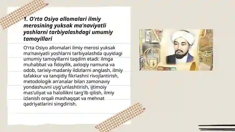 O'rta Osiyo Allomalari Ilmiy Merosi Tarbiyalash 3