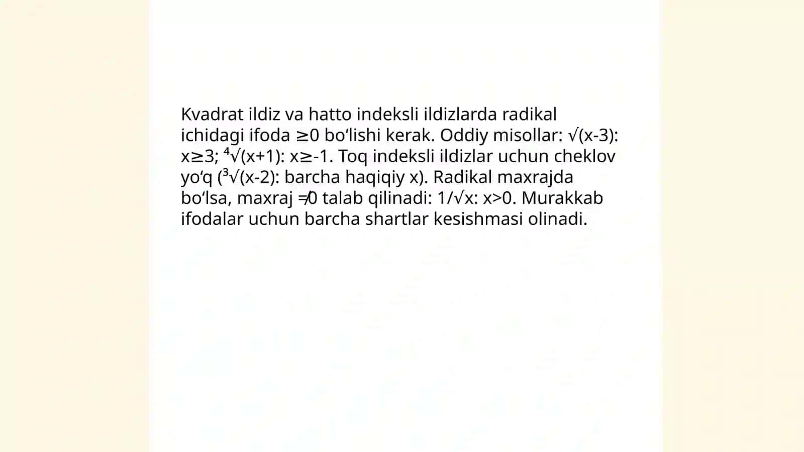 Tenglamalarni radikallada yechish 3