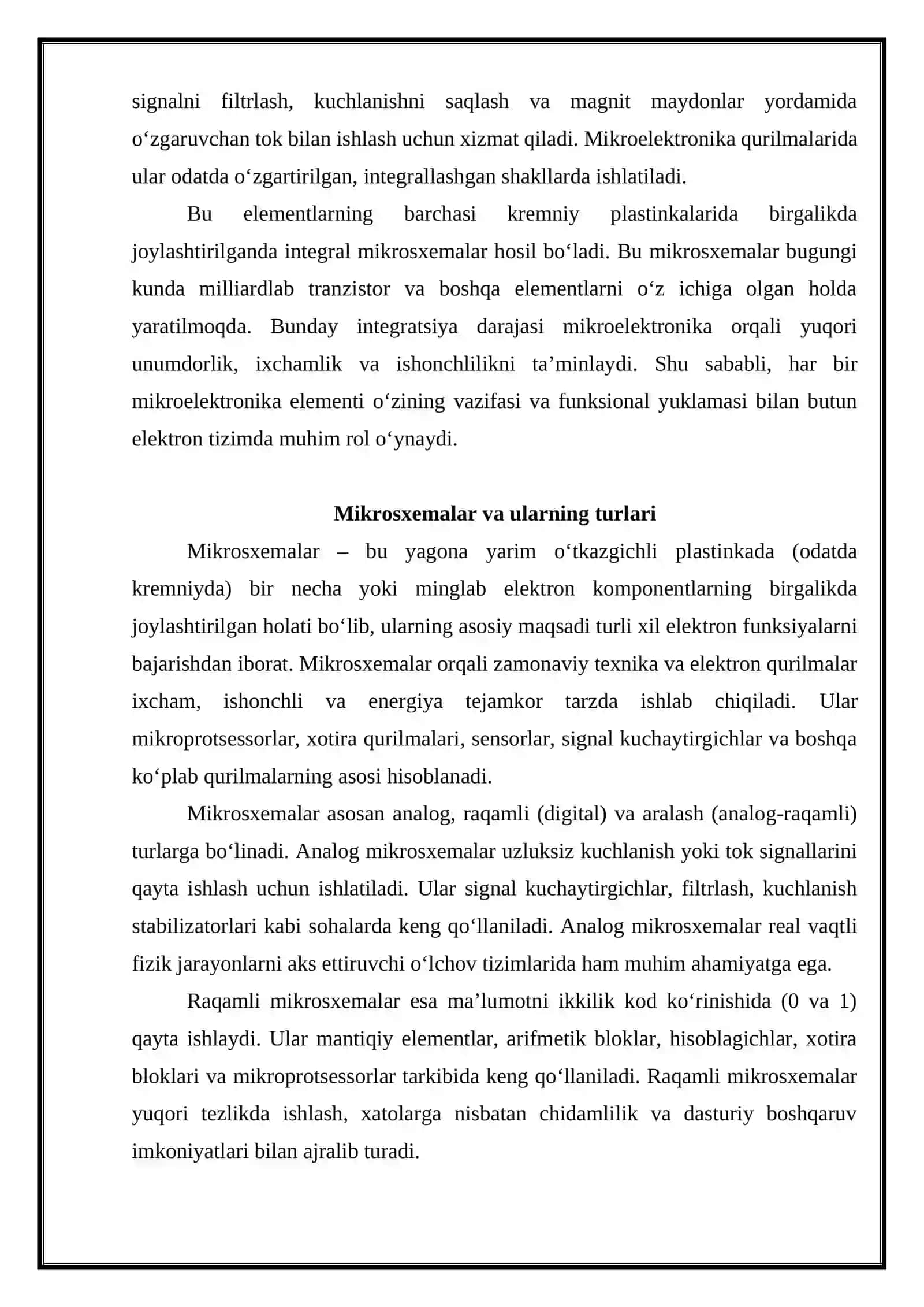 Mikroelektronika elementlari. Mikrosxemalar va ularning turlari 3