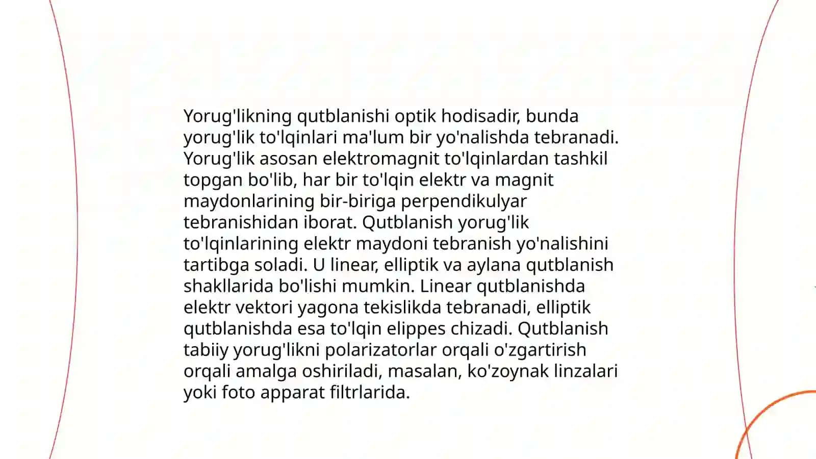 Yorugʻlikning qutblanishi 3