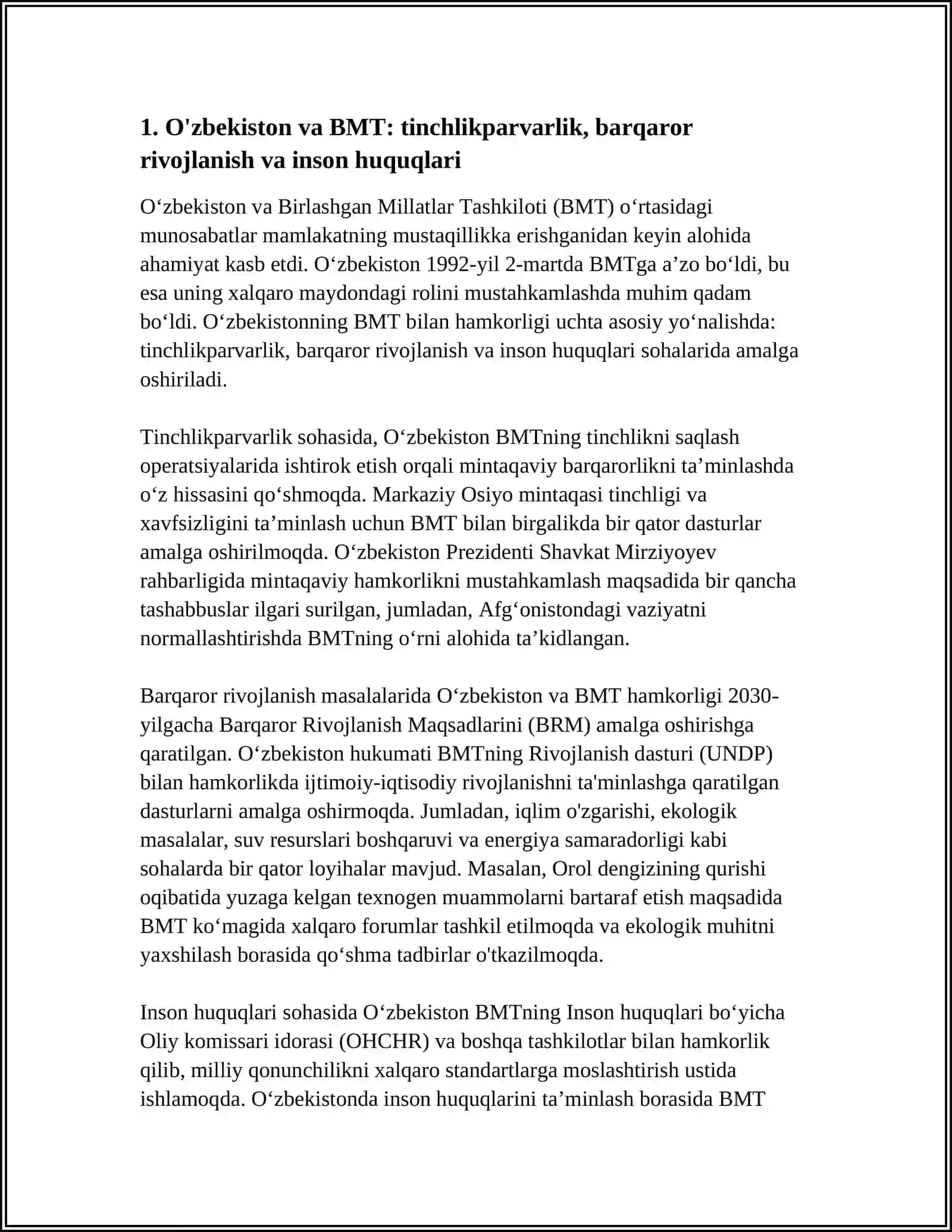 O‘ZBEKISTONNING XALQARO TASHKILOTLAR BILAN HAMKORLIK ALOQALARI 3