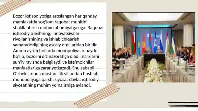 Zamonaviy Ozbekiston manapoliyaga qarshi siyosat 3