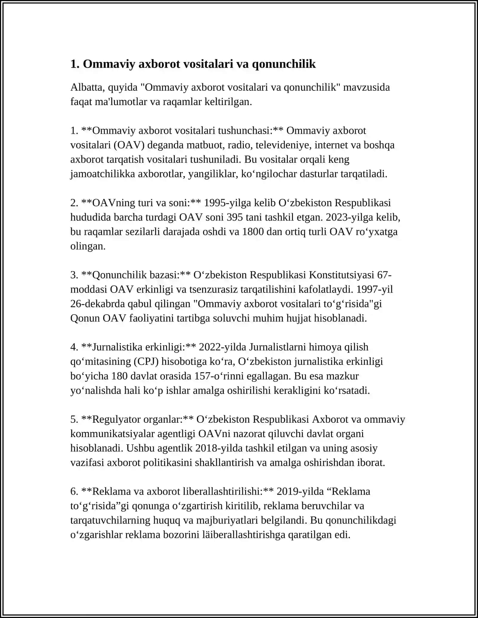 Ommaviy axborot vositalari va qonunchilik 3
