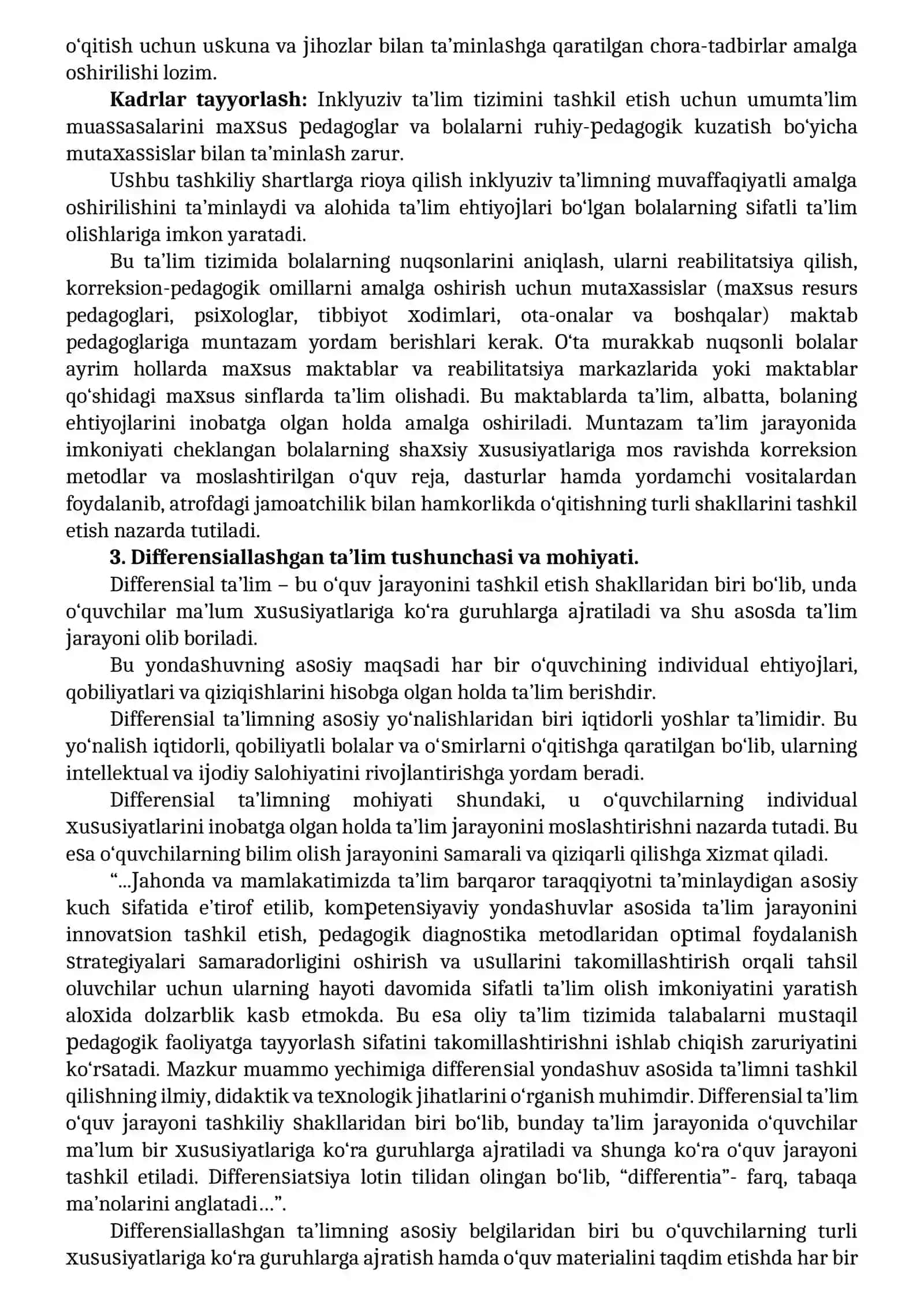Inklyuziv ta’limning psixologik-pedagogik va tashkiliy shartlari. 3