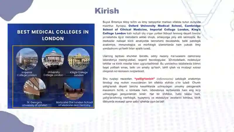 ANGLIYA TIBBIY INSTITUTLARINING METODLARI VA ULARNING PATALOGIK ANATOMIYANING YALLIG‘LANISH 3