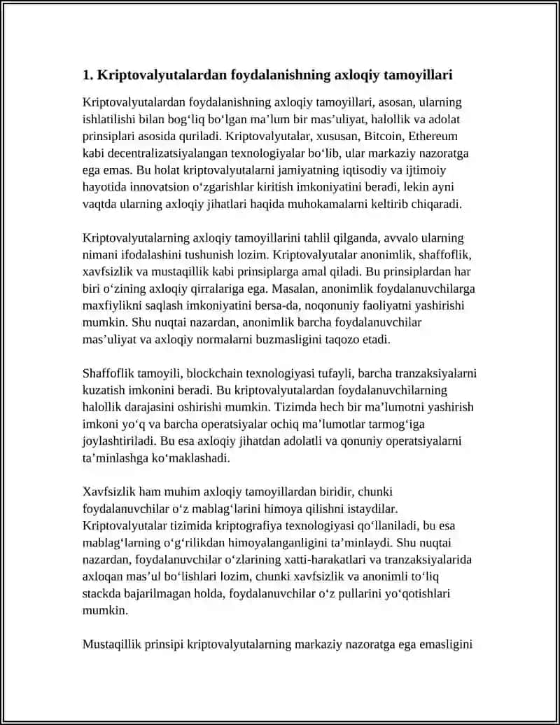 KRIPTOVALYUTALARDAN FOYDALANISHNING AXLOQIY VA IJTIMOIY JIHATLARI: JAMIYATGA TA’SIRI 3