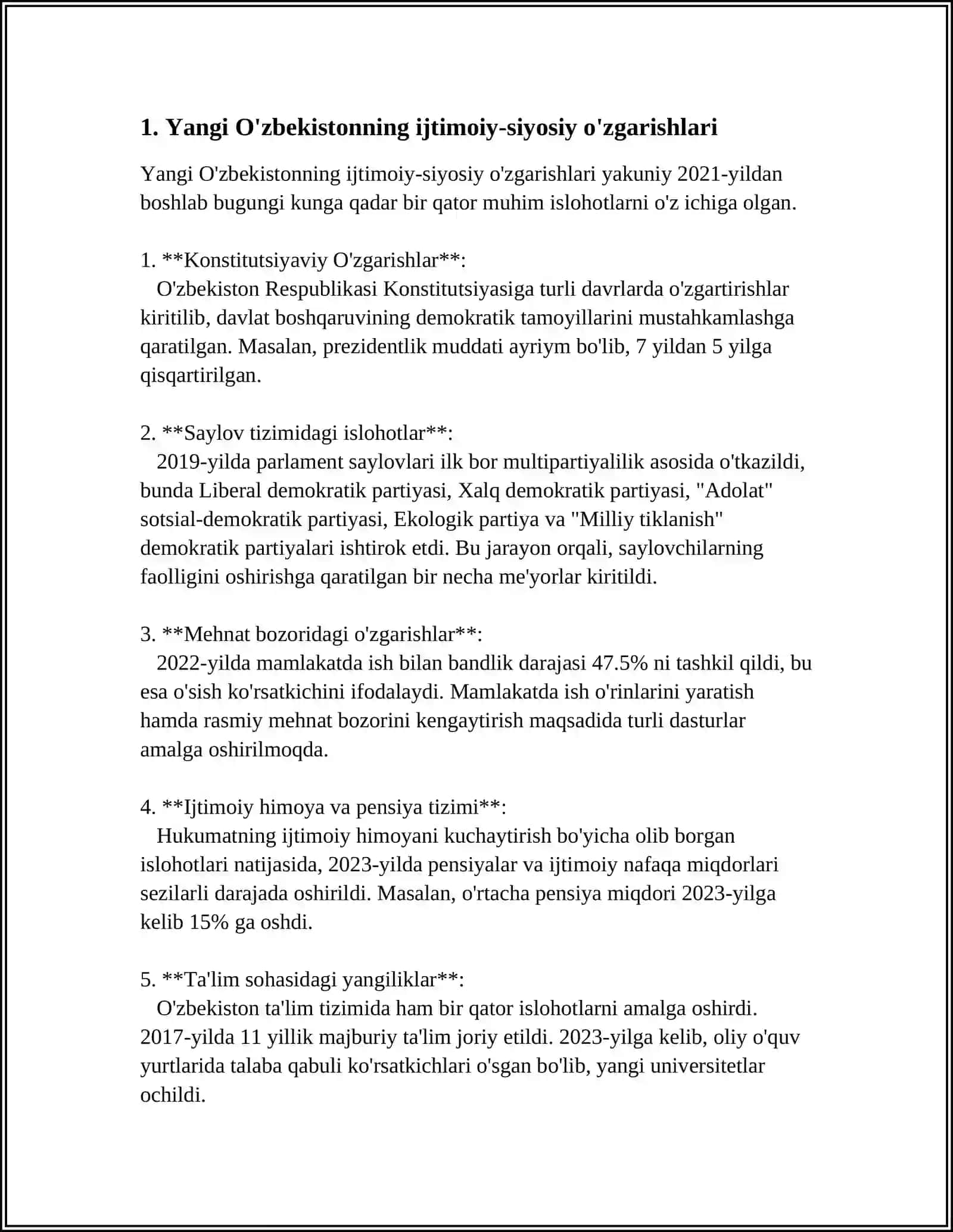 YANGI O'ZBEKISTON IJTIMOIY-SIYOSIY IQTISODIY VA MADANIY HAYOTIDA RO'Y BERAYOTGAN O'ZGARISHLARNING XALQARO REYTING VA INDEKSLARDA AKS ETISHI 3