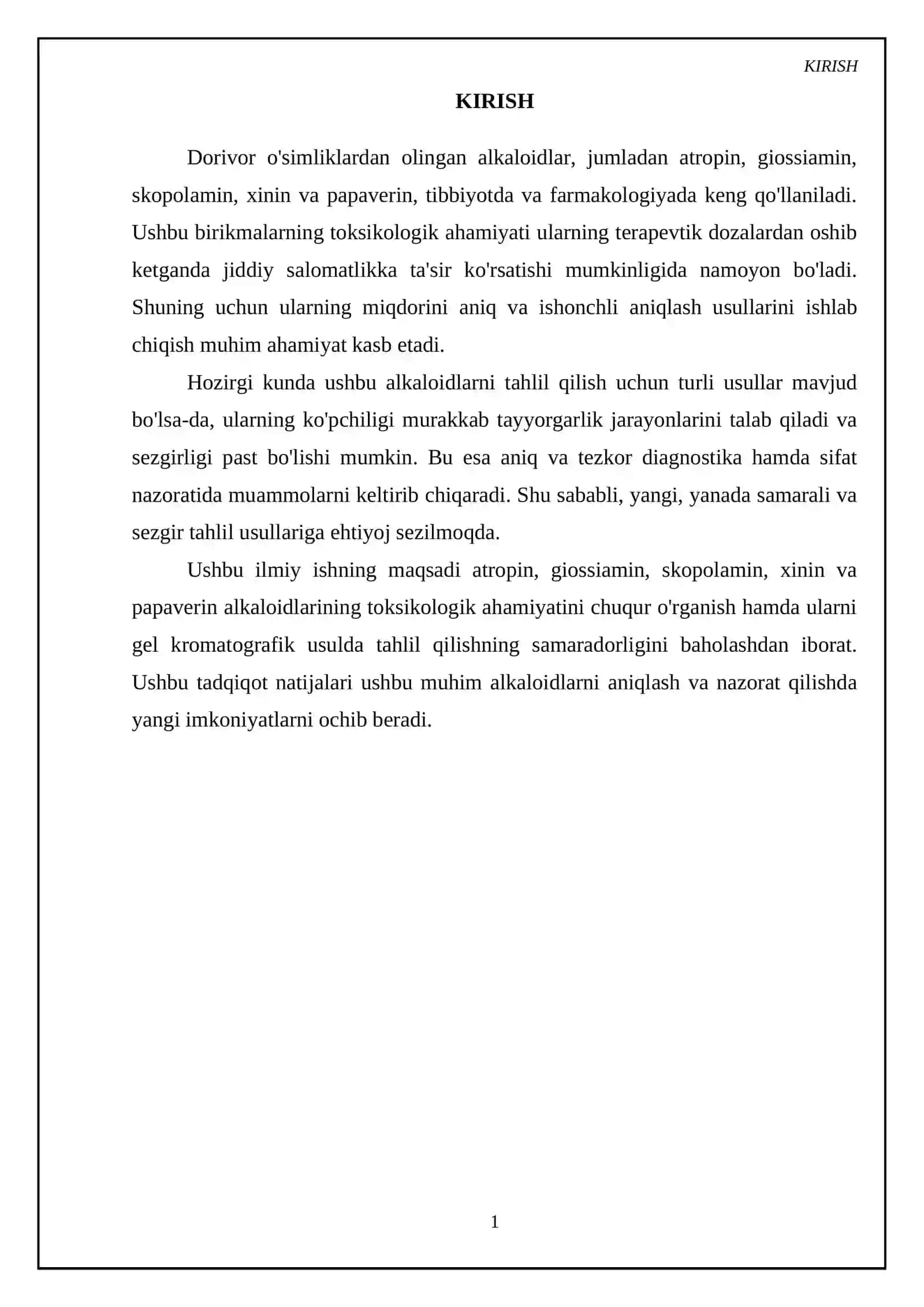 Atropin, giossiamin, skopolamin, xinin, papaverin alkaloidlari: toksikologik ahamiyati va tahlil usullari 3