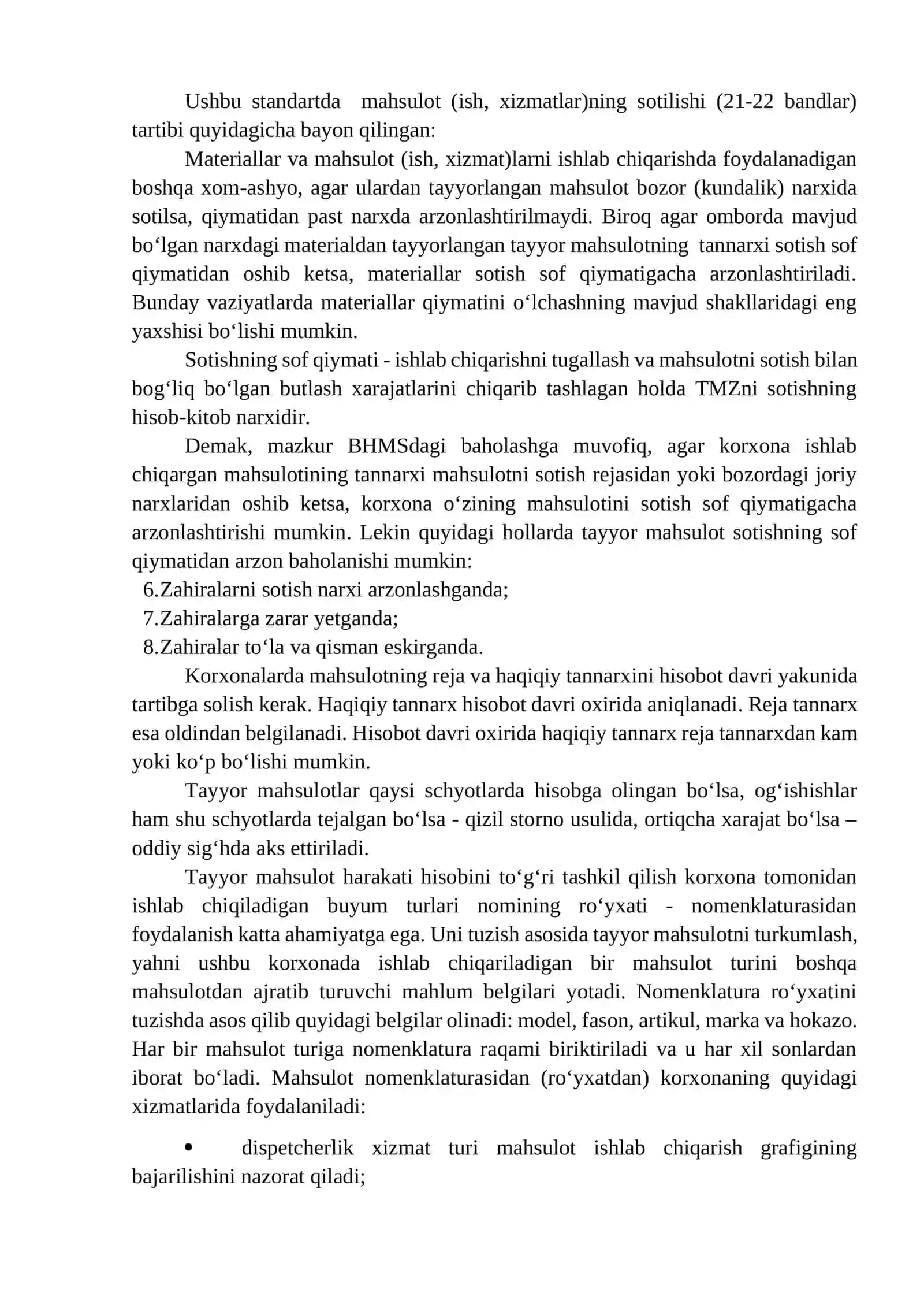 Tayyor mahsulot(tovar,ish va xizmat)larni turkumlash va ularni baxolash. Tayyor mahsulot(tovar,ish va xizmat)larni omborda va buxgalteriyada hisobga olish 3