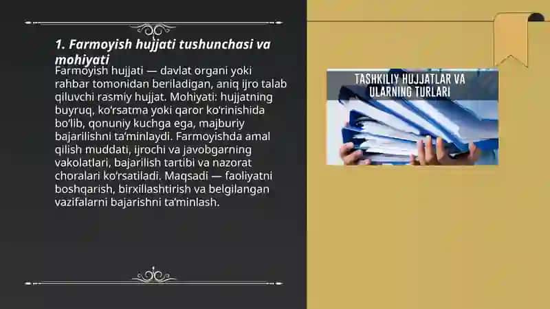 Farmoyish hujjatlari va ularning xususiyatlari 3